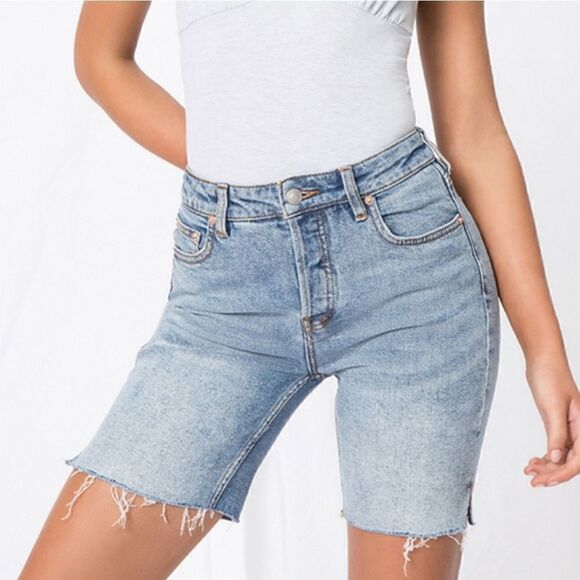 Free People Pants - Free People Avery Denim Raw Hem Bermuda Shorts